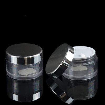 Os cosméticos personalizados de 30ml 50ml PETG desnatam o frasco vazio com tampa galvanizada
