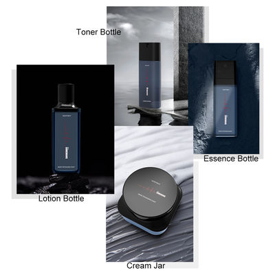Garrafa de empacotamento azul da bomba da loção do recipiente de Skincare 100ml da garrafa plástica luxuosa do quadrado PETG