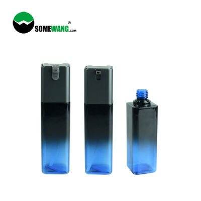 Garrafa de empacotamento azul da bomba da loção do recipiente de Skincare 100ml da garrafa plástica luxuosa do quadrado PETG
