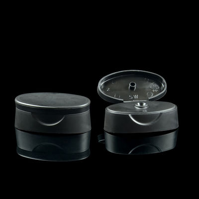 24/400 de tampão preto de Flip Top Cosmetic Plastic Bottle para o champô