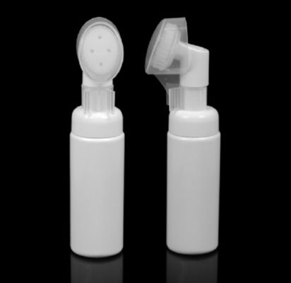 lavagem da cara do silicone da escova de garrafa da espuma de 43mm com a bomba facial da escova do limpador da escova