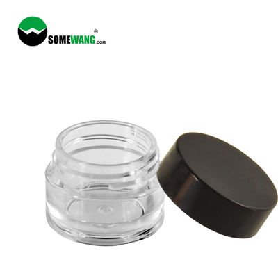frasco cosmético plástico do ANIMAL DE ESTIMAÇÃO redondo claro grosso da parede 8ml que empacota a tampa preta para o creme do olho