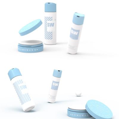 garrafa cosmética da loção do HDPE de 120ml 240ml com o tampão dobro da Disco-parte superior da parede